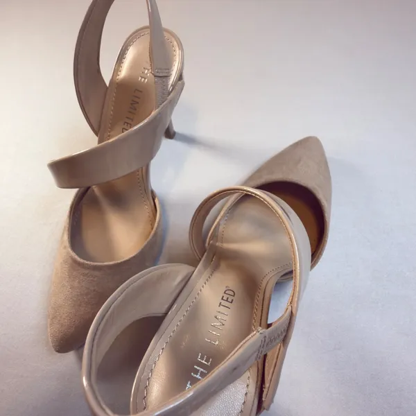 The Limited NWOT Trisha Slingback Pumps Beige Suede Patent 6.5 Heels Comfort - Image 11