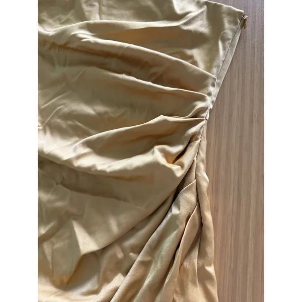 Elliatt Cassini One Shoulder Dress Size Medium Yellow Turmeric Draped Midi Satin - Image 5