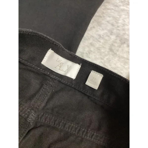 Le'ALX Western Belt Jeans Jet Black High Rise Straight Leg Raw Hem‎ Size 27 NEW - Image 7