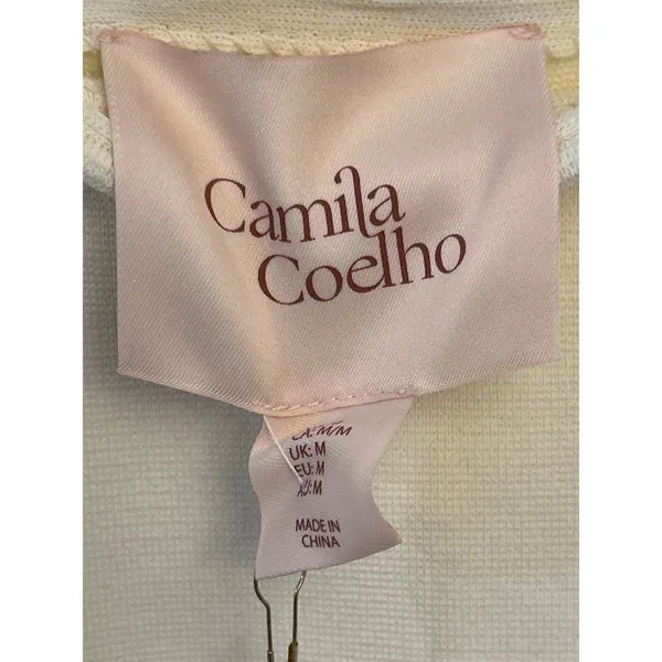 Camila Coelho camisole embellished with braided straps in a cream knit fabric M - Image 6
