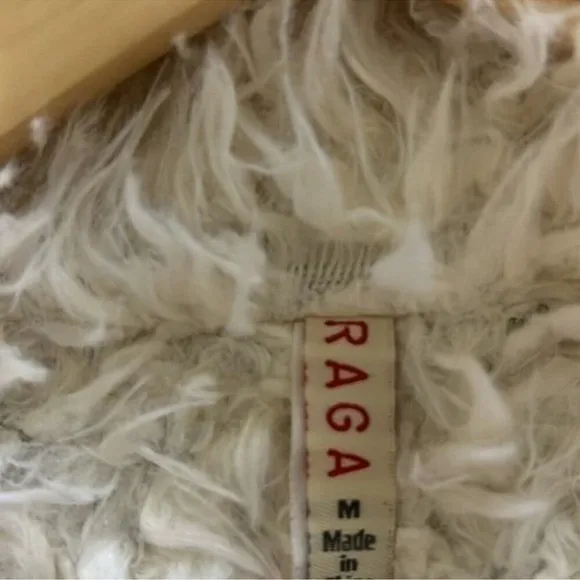 Raga Faux Shearling Jacket Womens M‎ Brown White Boho Shaggy Retro Hippie 70s - Image 7