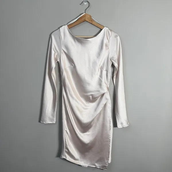 Hello Molly Expressed Permission Mini Dress Women's XS 2 Champagne Satin NWT - Image 5