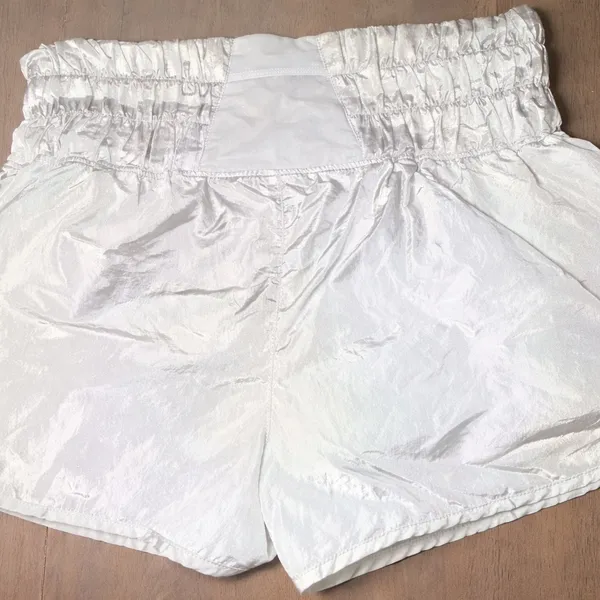 FP Movement by Free People Iridescent Light Silver Ruffle-Waist Athletic Shorts - Image 2