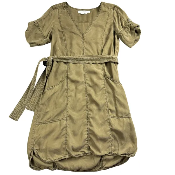 Pilcro and the Letterpress Utility Dress Womens Small‎ Olive Green Lyocell Mini - Image 2