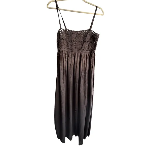 ASOS DESIGN Crochet Babydoll Midi Sundress Black Boho Festival Dress Vacation - Image 11