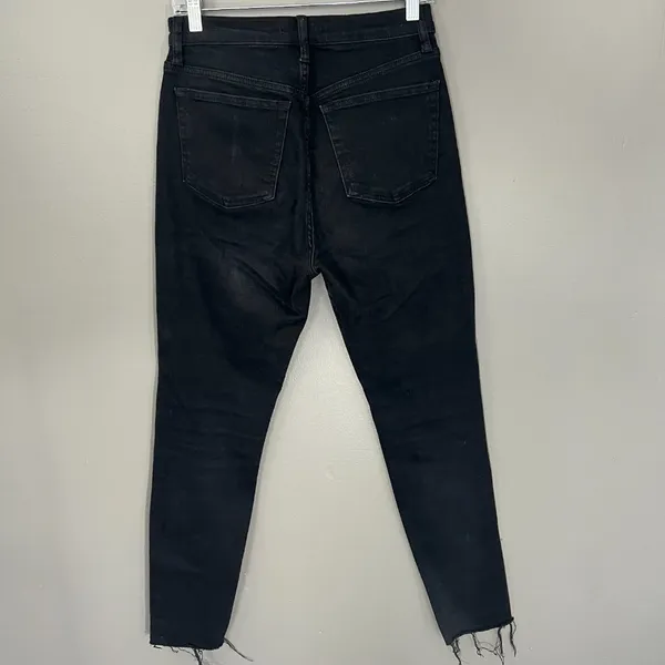 We The Free Skinny Jeans Womens 28 Black Good Distressed Raw Hem High Rise - Image 10