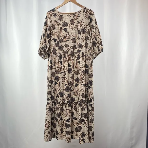 Eloquii Floral Puff Sleeve Midi Dress‎ in Cream Size 16 - Image 5