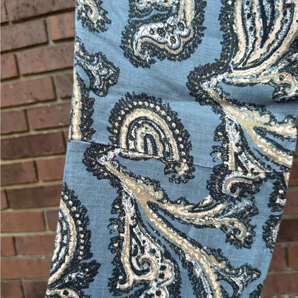 Free People Paradise Paisley Printed Linen Blend Pants Blue Combo Size Medium - Image 5