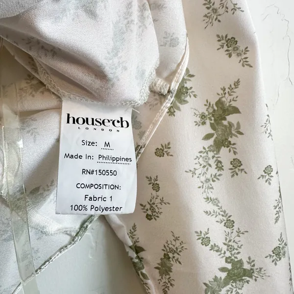 House of CB | Clarissa Garden Print Lace Trim Tie Front Top‎ in Ivory & Green - Image 9