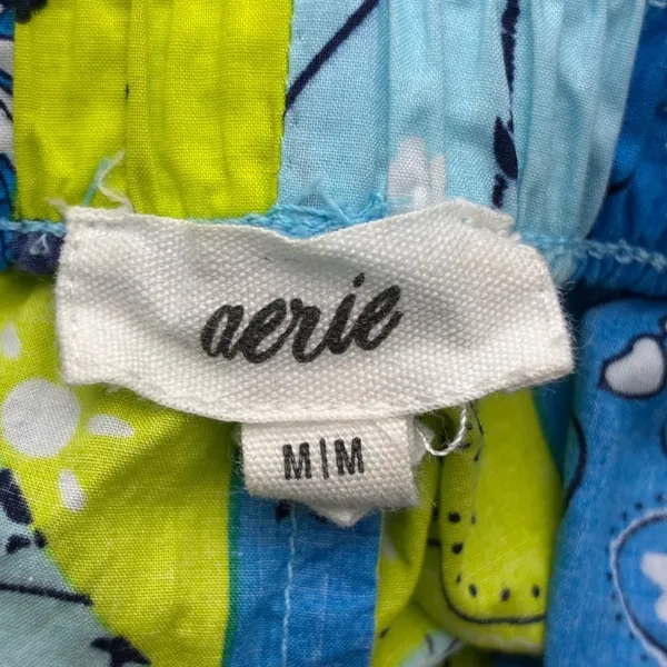 Aerie Bandana Patchwork Ruffle Hem Pajama Shorts Blue Green Boho Size M - Image 5