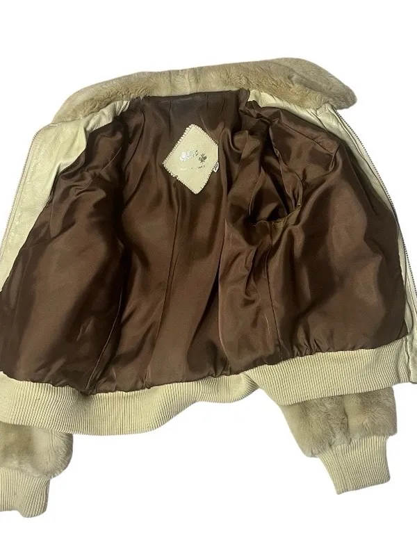 VINTAGE Faux Fur Bomber Jacket Leather Trimmed Ollie Canada Fits Size Small - Image 6