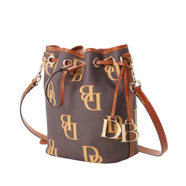 Dooney & Bourke NEW WITH TAG Brown Monogram Small Drawstring Crossbody Bag $218 - Image 4