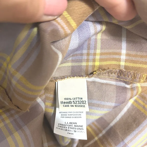 L.L.Bean Whisperweight Flannel Popover Shirt Minimal Gray Plaid Cotton 523202 L - Image 6