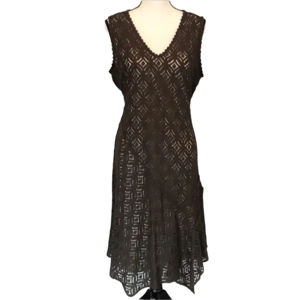 Nic + Zoe First Bloom Dark Truffle Brown Lace Overlay Dress XS - Image 4