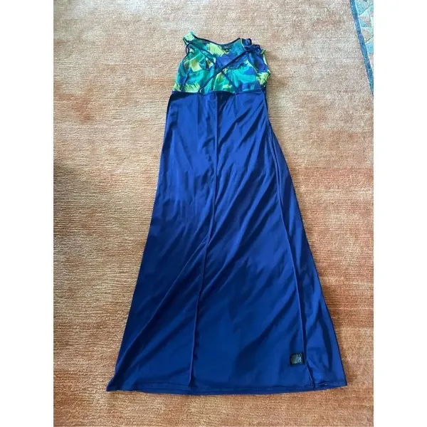 Mossimo Blue & Green Watercolor Chiffon Sleeveless Maxi Dress With Slip S - Image 4