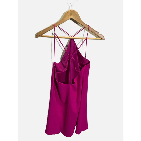 Deja Vu Halter Dress Women Medium Pink Strappy Open Back Flowy Party Summer Chic - Image 3