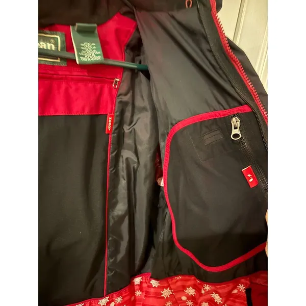 LL Bean Women's Pink‎ Black Coat Medium Hooded Windbreaker Raincoat - Image 5