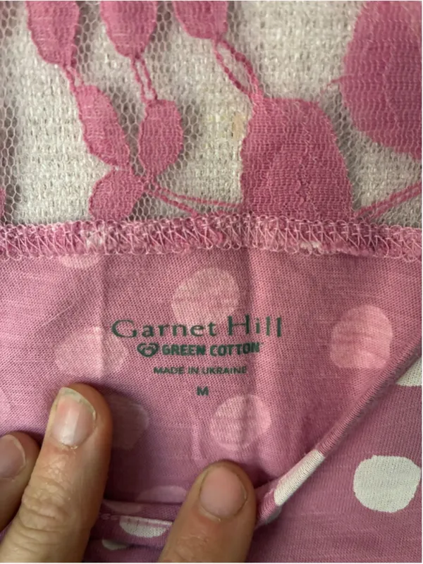Garnet Hill Green Cotton Polka Dot Pajama Set Pink White Size Medium - Image 9