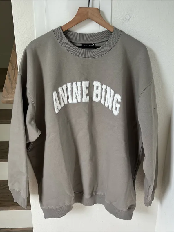 Anine Bing Tyler Logo Sweatshirt in Storm Grey NWT - Image 2