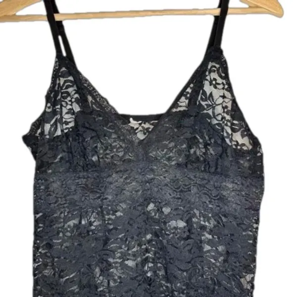Black Lace Camisole Medium Large Vintage Retro Glam Boudoir pinup romantic - Image 2