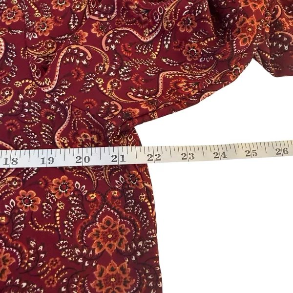 Max Studio Red Floral Printed Crepe Long Sleeve Blouse Size XL Office Business - Image 8