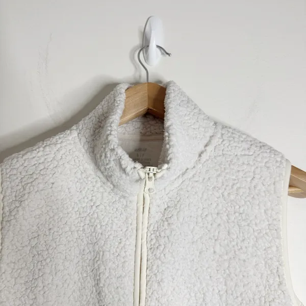 Aerie Soft Ivory/Cream Full Zip Sherpa Longline Vest size S - Image 5