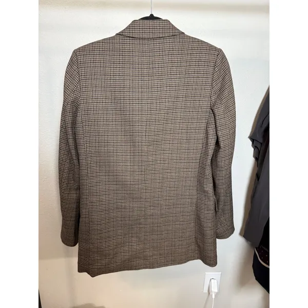 HM Womens Brown Houndstooth‎ Double Breasted Blazer Jacket XS - Image 4