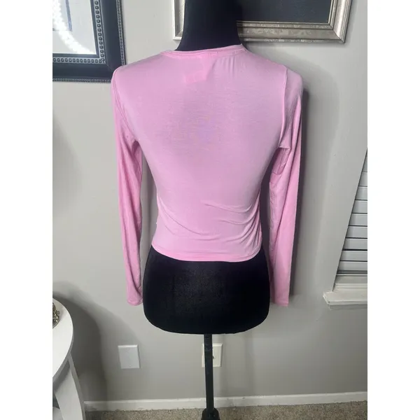 SKIMS New Vintage Long Cropped Sleeve T-Shirt | Pink | Size S - Image 7
