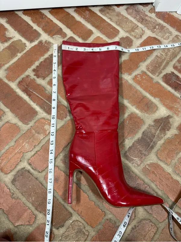 Steve Madden Nitro Red Eel Knee High Boots Size 7.5 Party Night Out Fun Sexy - Image 9