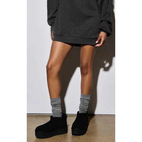 UGG Classic Ultra Mini Platform Boots Black Suede Size‎ 6 - Image 3