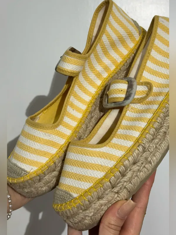 NWOT Free People Surfside 2.0 Espadrille Platform Mary Janes, Lemon Zest - Image 5