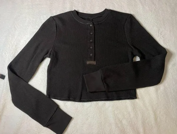 Skims waffle knit long sleeve top - Image 2