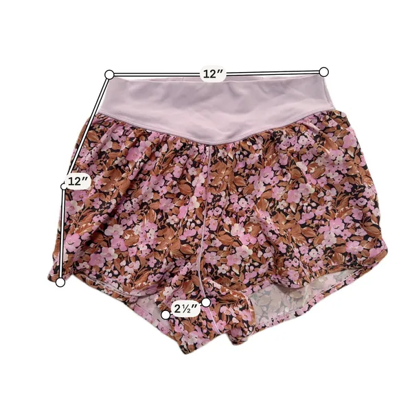 OFFLINE Aerie Floral Running Shorts Womens Small Pink Brown Excellent High Rise - Image 7