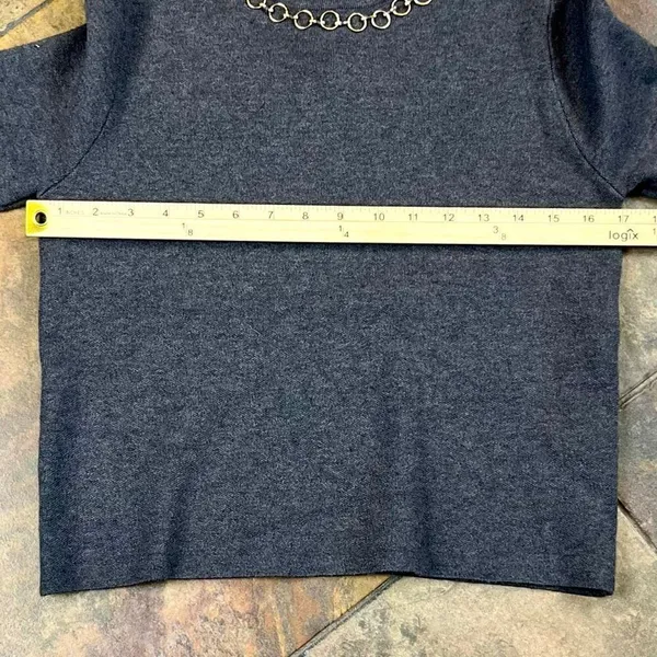 Zara Knit Short Sleeve Gold Chain Sweater Small - Image 5