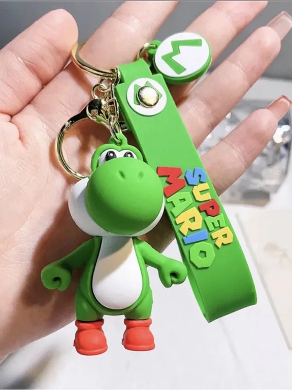 Green Yoshi Kids Keychain with Super Mario Strap - Image 2