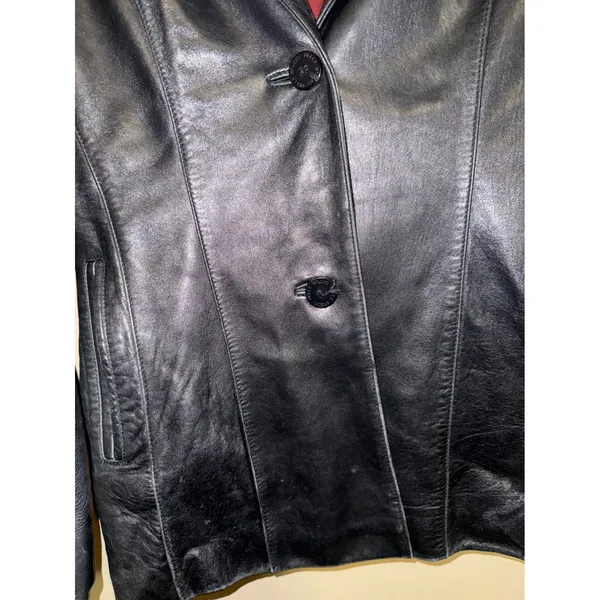 VNTG‎ Wilsons Leather Pelle Studio Black Leather Jacket Womens M Dark Academia - Image 3