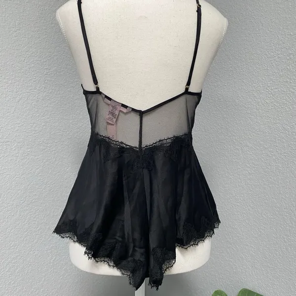 🆕 Victoria'S Secret Black Sheer Teddy Floral Lace Bodysuit Sheer Satin - Image 5