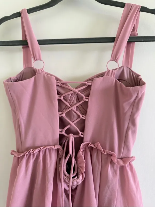 Lulus Pink Bustier Lace-Up Maxi Dress NEW NWT event tiered homecoming - Image 6