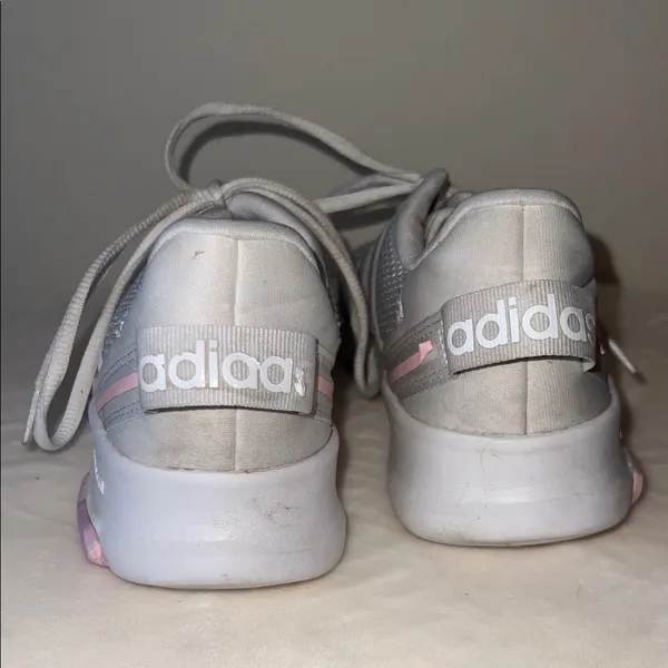 Adidas Cloudfoam Pure‎ Sneakers Women’s Size 4– Gray & White with Pink Accents - Image 7