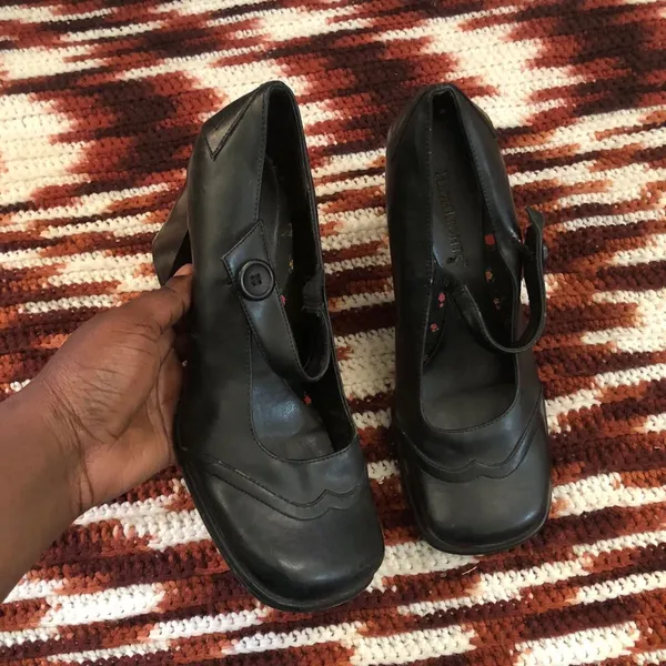 Highline Y2K 2000s Black leather Mary Jane chunky square toe Oxford Wingtip shoes heels pumps #gothic #grunge #preppy #gorpcore dark academia office siren core-Size 8 - Image 2