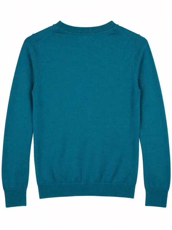Boden Teal Ribbed Crew Neck Cardigan Classic Preppy Cotton Long Sleeve Size S - Image 5