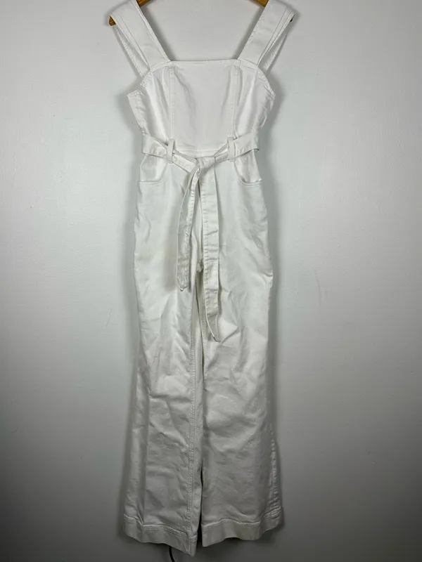 Alice + Olivia White Jean Belted Gorgeous Jumpsuit Women’s Sz 25 - Image 4
