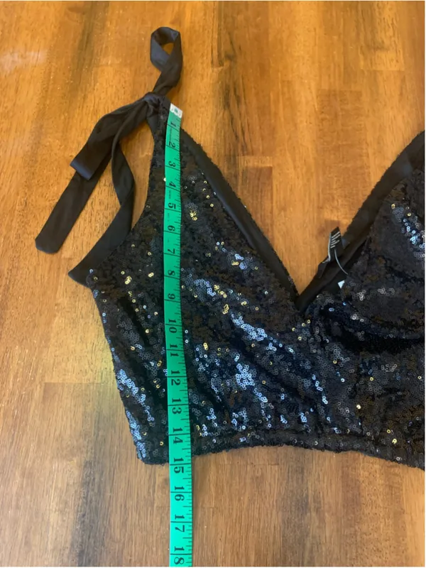 Forever 21 Black Sequin Crop Top Size XS - Image 7