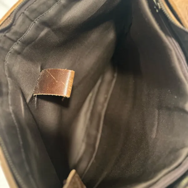 Brown faux Leather Shoulder Bag Executive Tote handbag computer bag Full Zip Top - Image 6