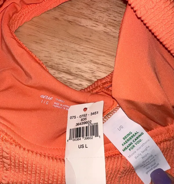Large aerie Women’s Rib Orange Bikini Top BNWTS - Image 5