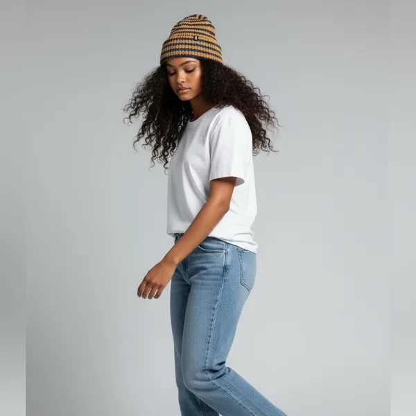 NWT Free People Stripe It Up Cool Down Beanie in Varsity Orange - Image 2