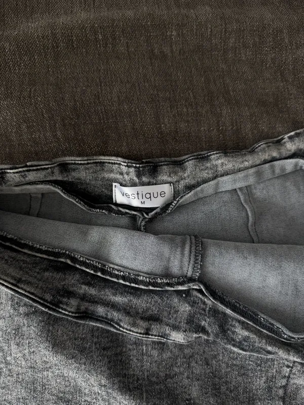 BLACK- Vestique Acid Wash Denim Skort - Image 3