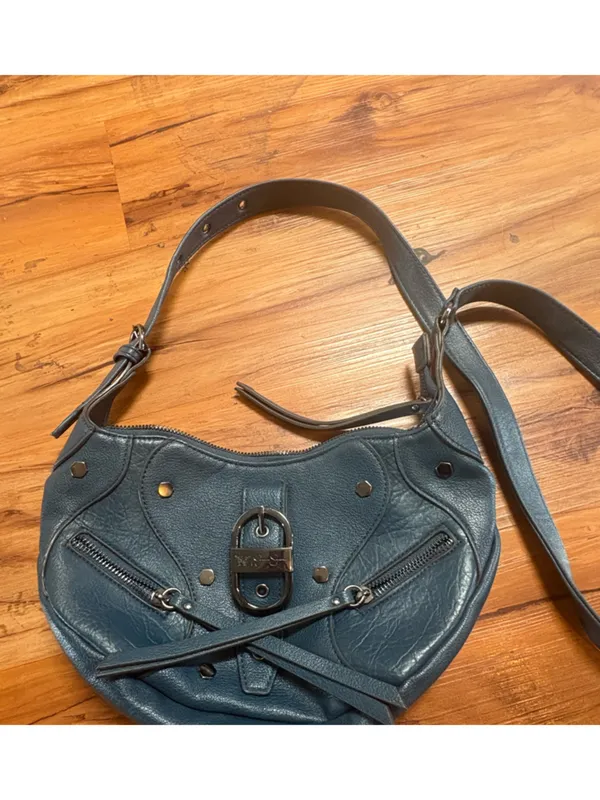 Jessica Simpson Teal Moto Hobo Shoulder Bag Y2K Buckle Zip Purse - Image 2
