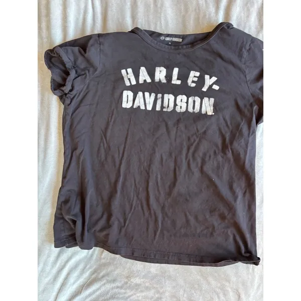 Harley Davidson Womens XL‎ Black Graphic T-Shirt Distressed Logo Cotton Tee - Image 2