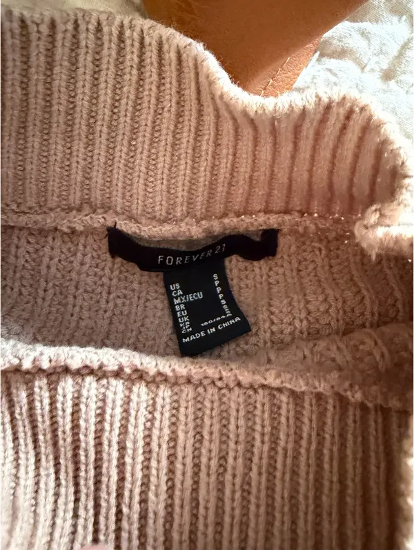 Forever 21 Tan open back mock neck knit sweater - Image 6